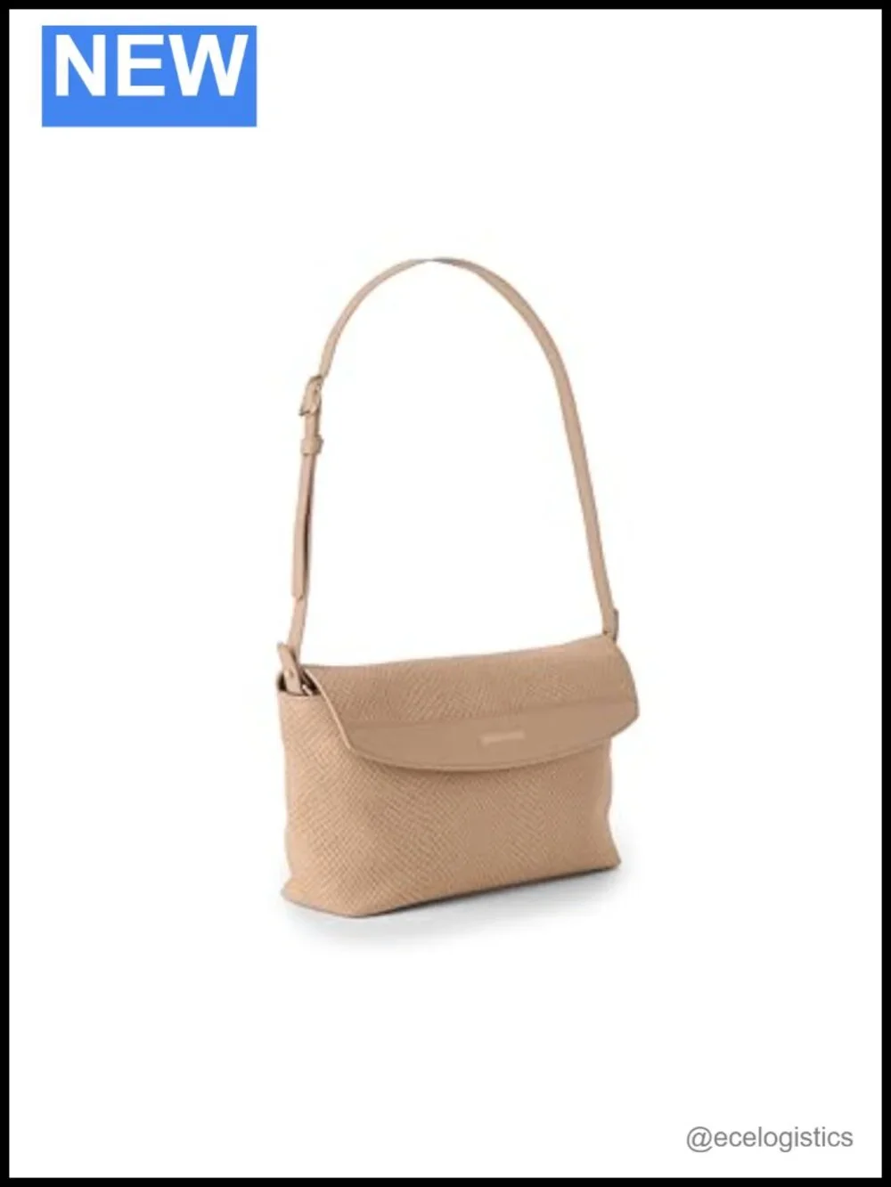 Leather Clutch with Magnetic Flap, Adjustable Shoulder Strap, Interior Zip